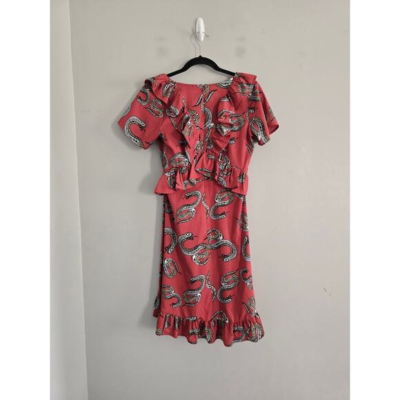 Scared Hawk Red Snake Tea Dress Size S - Picture 4 of 5
